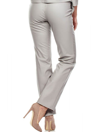 Eco-Leather Tube Pants with Straight Legs and Back Zip - MimiStylez