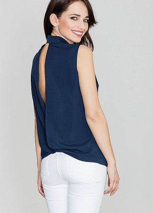 Sleeveless Shirt with Pearl Buttons & Bust Pockets - MimiStylez