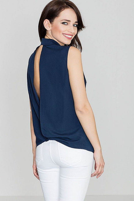 Sleeveless Shirt with Pearl Buttons & Bust Pockets - MimiStylez