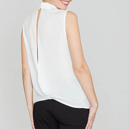 Sleeveless Shirt with Pearl Buttons & Bust Pockets - MimiStylez