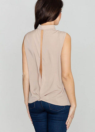 Sleeveless Shirt with Pearl Buttons & Bust Pockets - MimiStylez
