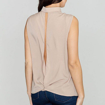 Sleeveless Shirt with Pearl Buttons & Bust Pockets - MimiStylez
