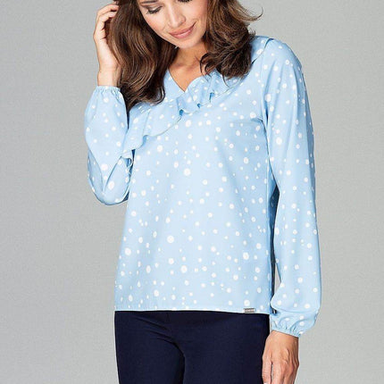 Loose-Fit Feminine Blouse with Front Flounce Detail - MimiStylez