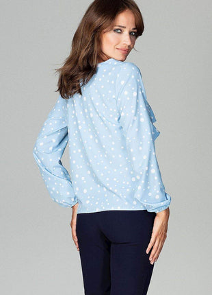 Loose-Fit Feminine Blouse with Front Flounce Detail - MimiStylez