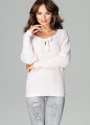 Lightweight Knitted Blouse with Bow Tie Neckline & Raglan Sleeves - MimiStylez