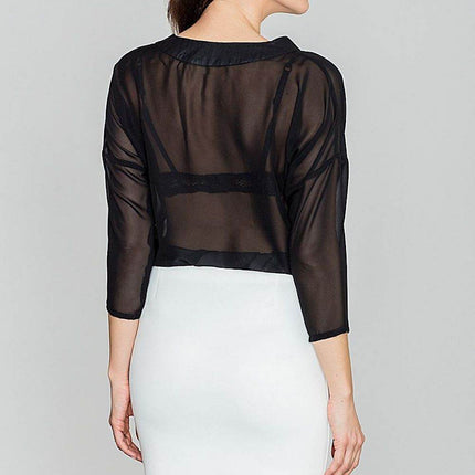 3/4 Sleeve Blouse with Envelope Neckline & Button Detail - MimiStylez