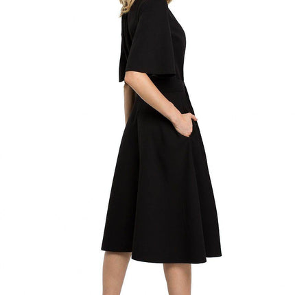 Lightweight Dress with Gathered Neckline and Side Slit - MimiStylez