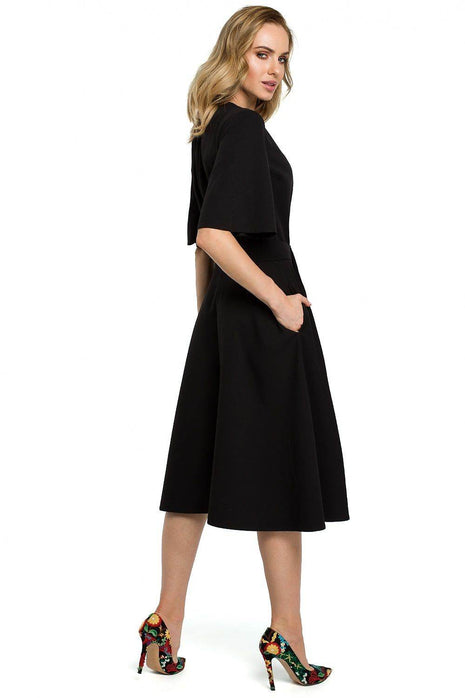 Lightweight Dress with Gathered Neckline and Side Slit - MimiStylez