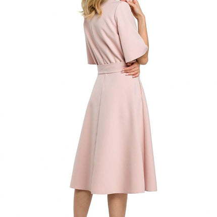 Lightweight Dress with Gathered Neckline and Side Slit - MimiStylez