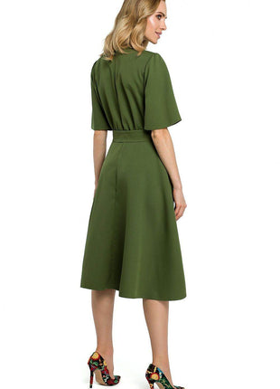 Lightweight Dress with Gathered Neckline and Side Slit - MimiStylez