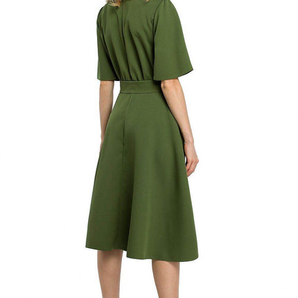 Lightweight Dress with Gathered Neckline and Side Slit - MimiStylez