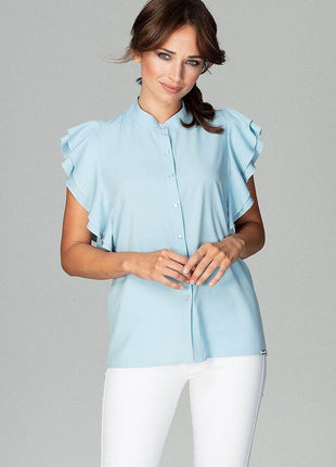 Timeless Loose-Fit Shirt with Frilled Sleeves & Decorative Buttons - MimiStylez
