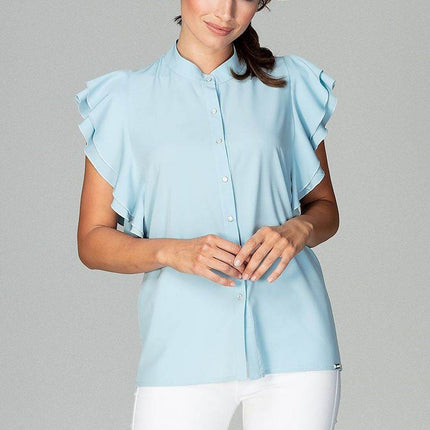 Timeless Loose-Fit Shirt with Frilled Sleeves & Decorative Buttons - MimiStylez