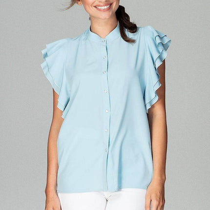 Timeless Loose-Fit Shirt with Frilled Sleeves & Decorative Buttons - MimiStylez