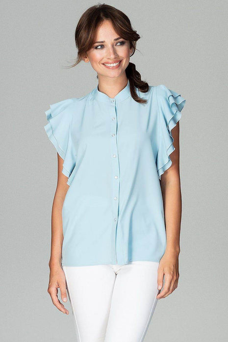 Timeless Loose-Fit Shirt with Frilled Sleeves & Decorative Buttons - MimiStylez
