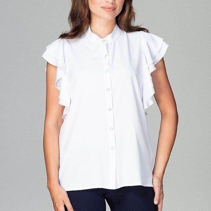 Timeless Loose-Fit Shirt with Frilled Sleeves & Decorative Buttons - MimiStylez