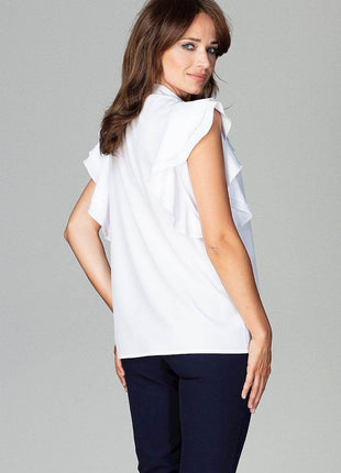 Timeless Loose-Fit Shirt with Frilled Sleeves & Decorative Buttons - MimiStylez