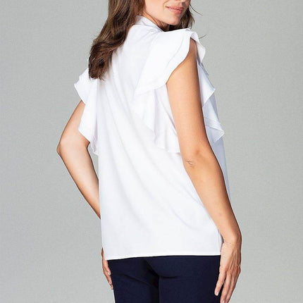 Timeless Loose-Fit Shirt with Frilled Sleeves & Decorative Buttons - MimiStylez