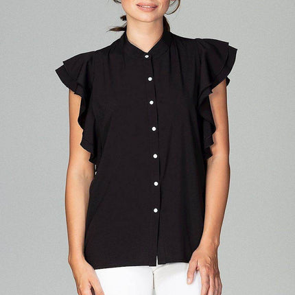 Timeless Loose-Fit Shirt with Frilled Sleeves & Decorative Buttons - MimiStylez