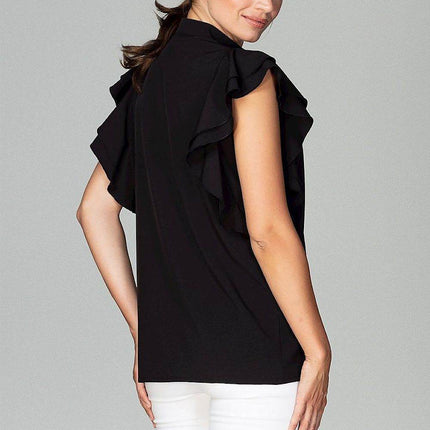 Timeless Loose-Fit Shirt with Frilled Sleeves & Decorative Buttons - MimiStylez