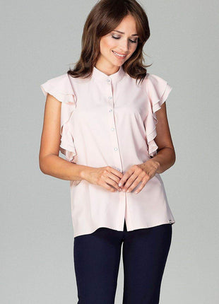 Timeless Loose-Fit Shirt with Frilled Sleeves & Decorative Buttons - MimiStylez