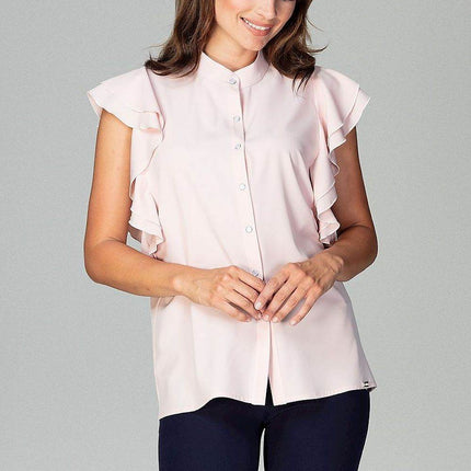 Timeless Loose-Fit Shirt with Frilled Sleeves & Decorative Buttons - MimiStylez
