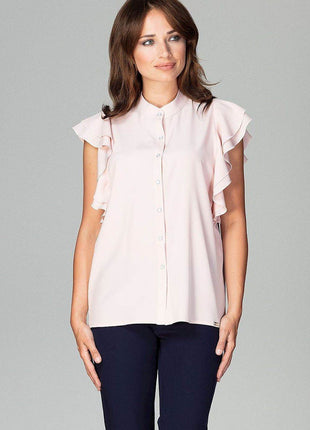 Timeless Loose-Fit Shirt with Frilled Sleeves & Decorative Buttons - MimiStylez