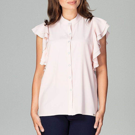Timeless Loose-Fit Shirt with Frilled Sleeves & Decorative Buttons - MimiStylez