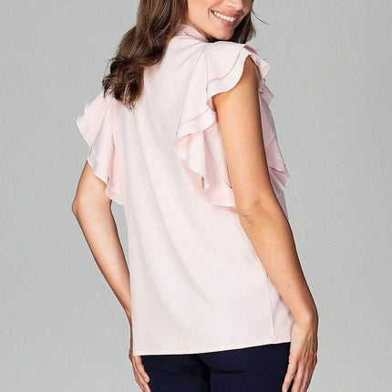 Timeless Loose-Fit Shirt with Frilled Sleeves & Decorative Buttons - MimiStylez
