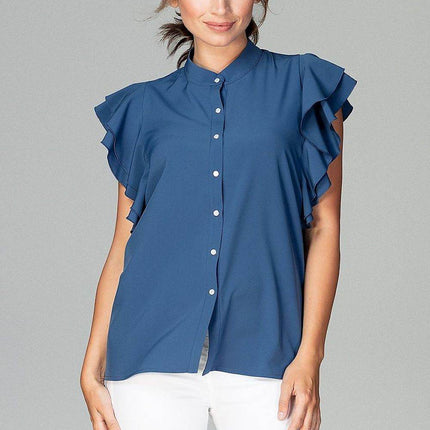 Timeless Loose-Fit Shirt with Frilled Sleeves & Decorative Buttons - MimiStylez