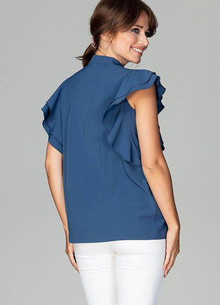 Timeless Loose-Fit Shirt with Frilled Sleeves & Decorative Buttons - MimiStylez