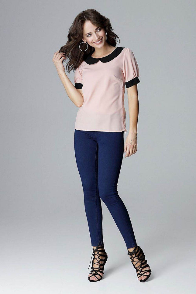 Elegant Blouse with Short Sleeves & Tailored Fit - MimiStylez