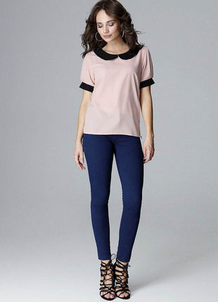 Elegant Blouse with Short Sleeves & Tailored Fit - MimiStylez