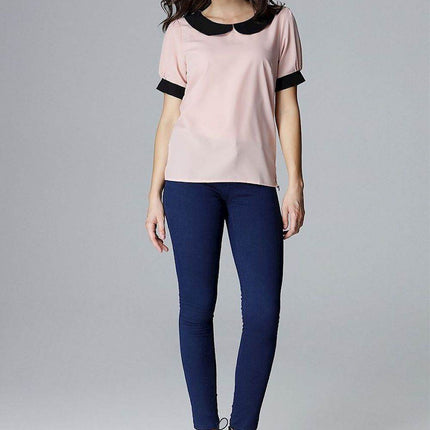 Elegant Blouse with Short Sleeves & Tailored Fit - MimiStylez
