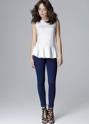 Elegant Sleeveless Basque Blouse with Covered Back Zip - MimiStylez