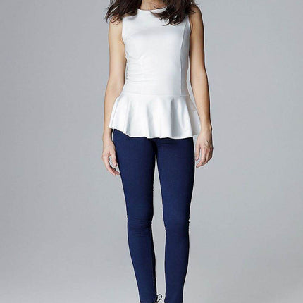 Elegant Sleeveless Basque Blouse with Covered Back Zip - MimiStylez
