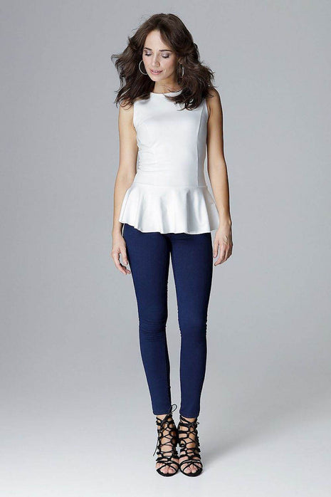 Elegant Sleeveless Basque Blouse with Covered Back Zip - MimiStylez