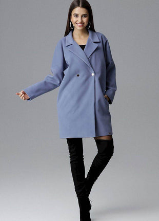 Loose-Fit Double-Breasted Coat with Kimono Sleeves & Decorative Buttons - MimiStylez