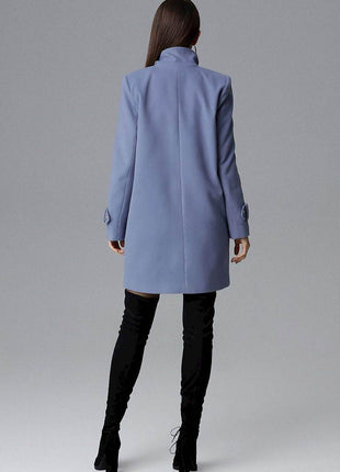 Loose-Fit Double-Breasted Coat with Kimono Sleeves & Decorative Buttons - MimiStylez