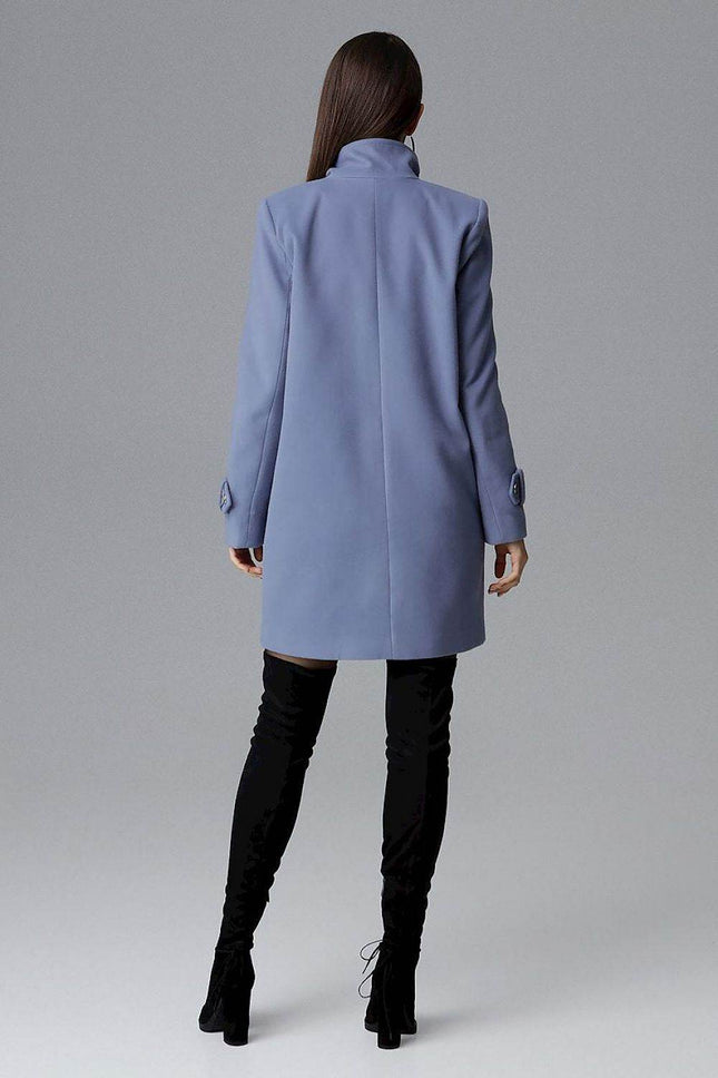 Loose-Fit Double-Breasted Coat with Kimono Sleeves & Decorative Buttons - MimiStylez