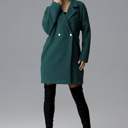 Loose-Fit Double-Breasted Coat with Kimono Sleeves & Decorative Buttons - MimiStylez