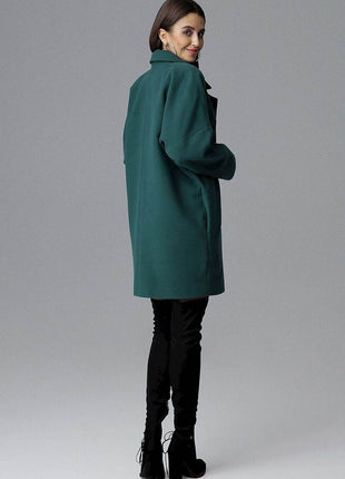 Loose-Fit Double-Breasted Coat with Kimono Sleeves & Decorative Buttons - MimiStylez