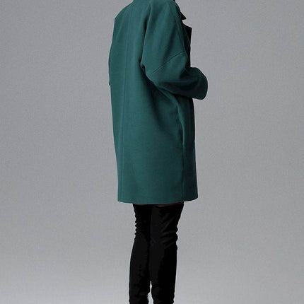 Loose-Fit Double-Breasted Coat with Kimono Sleeves & Decorative Buttons - MimiStylez