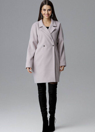 Loose-Fit Double-Breasted Coat with Kimono Sleeves & Decorative Buttons - MimiStylez