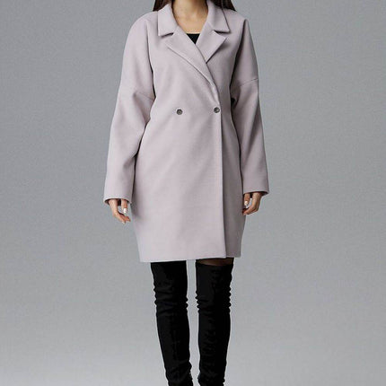 Loose-Fit Double-Breasted Coat with Kimono Sleeves & Decorative Buttons - MimiStylez