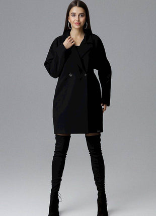 Loose-Fit Double-Breasted Coat with Kimono Sleeves & Decorative Buttons - MimiStylez