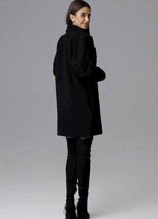 Loose-Fit Double-Breasted Coat with Kimono Sleeves & Decorative Buttons - MimiStylez