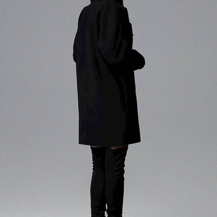 Loose-Fit Double-Breasted Coat with Kimono Sleeves & Decorative Buttons - MimiStylez