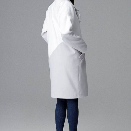 Two-Tone Coat with Turn-Up Collar & Silver Snap Fasteners - MimiStylez