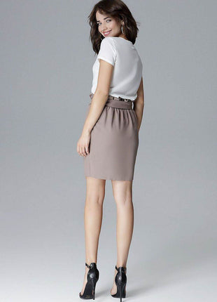 Pleated Waist Skirt with Tie Belt & Slide Pockets - MimiStylez